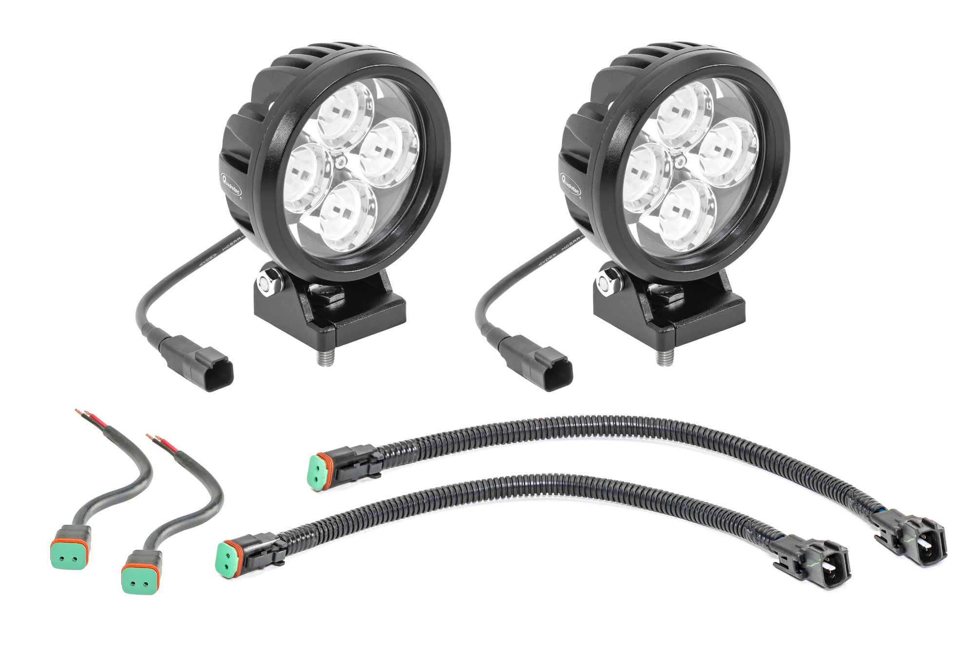 Quadratec Hi Performance 4" Round LED Light Kit for 9706 Jeep Wrangler
